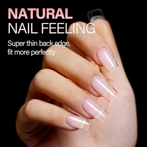 AILLSA Medium Square Fake Nail Tips 240Pcs Square Press on Nails Pre-Shaped