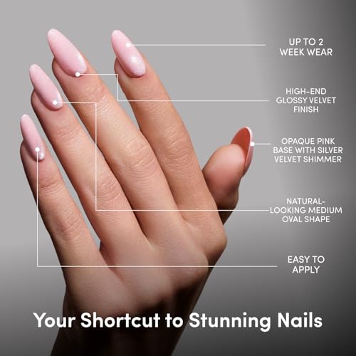 Glamnetic Press On Nails - Medium Oval, Glossy Fake Nails 30 Pc Full Kit - color: 4A - Pink Darling