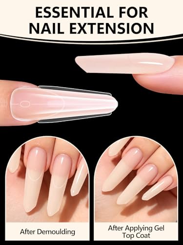 EBANKU Sandwich Dual Forms for Polygel: Square Nail Form & Acrylic Nails - color: Long Oval