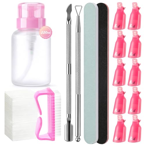 MelodySusie 8PCS Nail Polish Gel Remover Tools Kit with Nail Clips Bottle - size: 8pcs