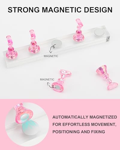 Nail Stand for Press Ons, Nail Holder for Painting Nails, Upgraded Solid Acrylic Magnetic Fake Nail Stands Tips, Flower Nail Holder with Double-sided Tape Practice Nail Art Tools - color: C-Flower
