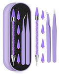 Rhinestone Picker Tool Set,Rhinestone Applicator Tool,Rhinestone Picker Dotting With 4 Extra Purple Replaceable Wax Head and 2 Tweezer (Purple) - color: Purple