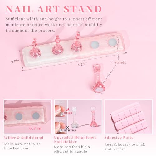 MAYEEN Nail Stand For Press Ons,Upgraded Raised Nail Holder For Painting - color: Pink