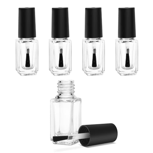 AHIER Empty Nail Polish Bottles with Brush Applicator Cap, 5ml, 5P