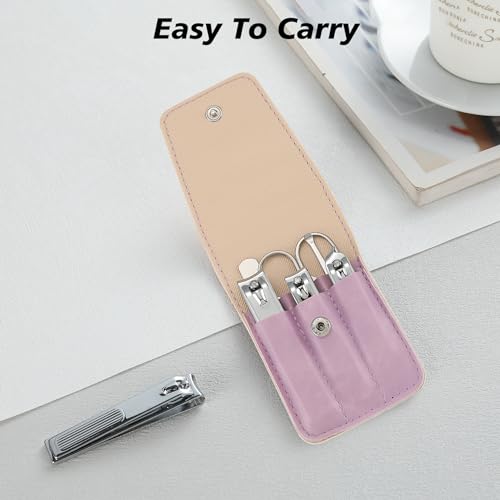 Nail Clipper Set Gifts for Women, 6 Pcs Case Fingernail Clipper Christmas Stocking Stuffers for Adults (Purple) - color: Purple