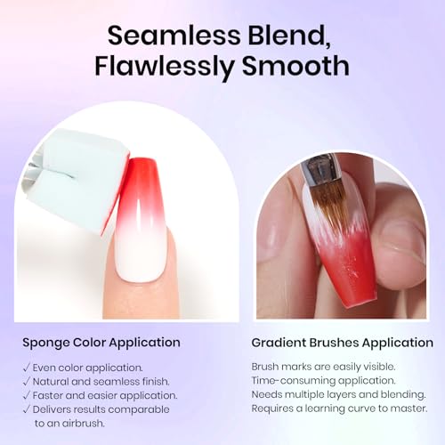 Beetles Gel Polish Soft Nail Sponges for Ombre, 88Pcs Large Size - color: B-Multicolor-88