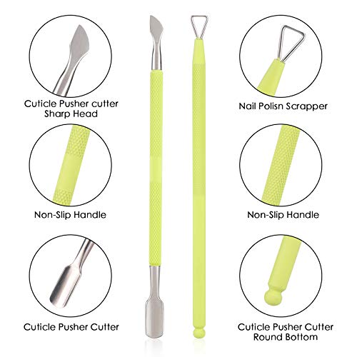 YINYIN Professional Cuticle Trimmer with Pusher and Cutter,Green - color: Green