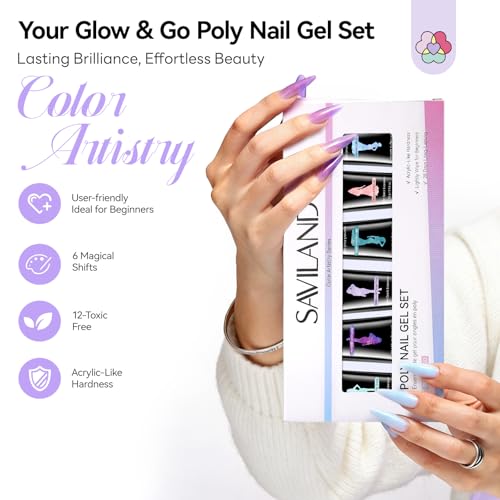 SAVILAND Hema-Free Poly Gel, 6 Iridescent Colors for Nail Extension Art - color: 01- 6 Colors Starlight Iridescent Brilliance