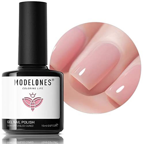modelones Pink Gel Nail Polish Jelly Nude Soak Off UV/LED Gel Polish 15ML - color: A0-Baby Pink Jelly