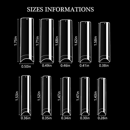 500Pcs Flattened No C Curve XXL Square Clear Half Cover Nail Tips