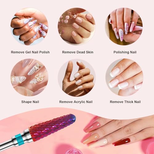 3/32" 2PCS Clean Cone Carbide Cuticle Cleaner Bit for Nail Prep & Cleaning - color: 008 Purple, size: M