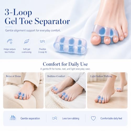 Bunion Corrector, Toe Separators for Women and Men, Big Toe Alignment to Original Shape, Toe Spacers (Blue)