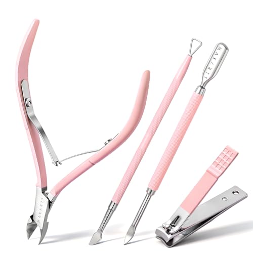 Makartt Pink Cuticle Trimmer Set with 2 Pushers, Nail Clipper & Nipper - size: Cuticle Tools-4pcs