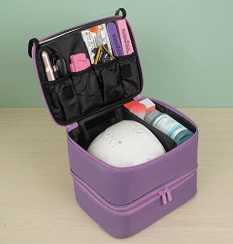 ButterFox Large Nail Polish Organizer Storage Case Holder, Fits Nail Lamp Dryer and 40-50 Bottles, Gel Nail Polish Kits Supplies Holder Bag (Lavender Purple, S (30-40)) - color: Lavender Purple, size: S (30-40 Slots)