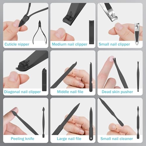 Tseoa Manicure, Pedicure Kit, Nail Clippers, Professional Grooming Kit, Nail Tools (BROWN26PCS) - color: Brown 26pcs