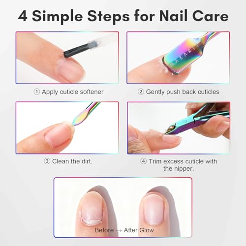 Makartt 3-Pack Rainbow Titanium Cuticle Nipper, Pusher Set - size: Rainbow Titanium-3pcs