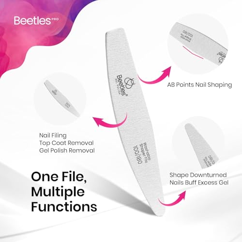 Beetles Pro 25-Pcs Nail File – Professional 100/180 Grit Double Sided - color: B-White-25