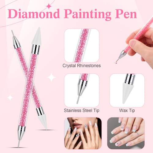 Tatuo Rhinestone Picker Tool Bedazzling Pen Dual Head, Light Pink - color: light pink