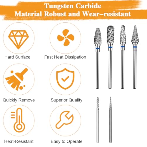 Gjinxi 6 Pack Professional 3/32 Inch Nail Drill Bits Set