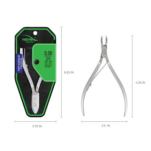 NGHIA Cuticle Nipper - D-06 JAW 16 | Stainless Steel | Durable and Sharp | Ergonomic Design | Grey Plated | Ideal for Salons and Home Use - size: Jaw 16 (6.5 - 7.5 mm)