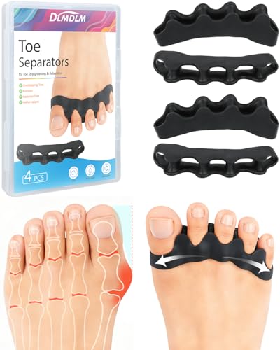 4PCS Silicone Toe Separators to Correct Toes Alignment for Women and Men, Toe Spacers Straightener for Bunion Relief, Hammertoes and Overlapping Toes (Medium) - size: Medium