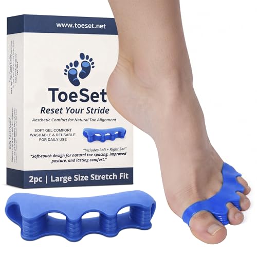 Toe Separators – Soft Gel Toe Spacers for Alignment, Stretching, Yoga and Everyday Foot Comfort (Large) - size: Large