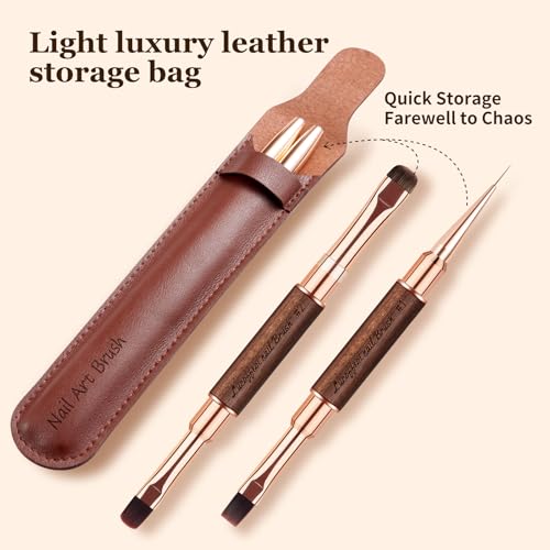 Builder Gel Brush - Nail Art Brushes for Polygel, 2Pc Double-Ended