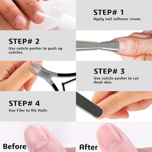 Professional Cuticle Trimmer & Nippers, Stainless Steel Nail Care Tool - color: Black