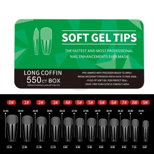 Coffin Nail Tips Press On Nails, 550 pcs, Long Full Cover
