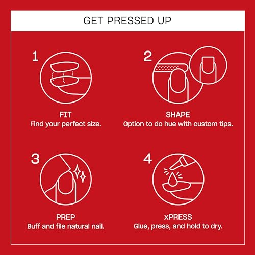 OPI On Point Press On Nails | Instant Mani | 24 Count With Nail Glue - color: Big Candy Apple Red | Bright Red with Gold Glitter Nail Art, style: Short Round