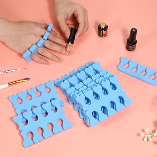 100 Pcs Sponge Toe Separators Soft Finger Separators Premium Pedicure Tool Kit Flexible Toe Divider Spacer for Polishing Pedicure Manicure Coating Nail Art Beauty Accessories (blue) - color: blue