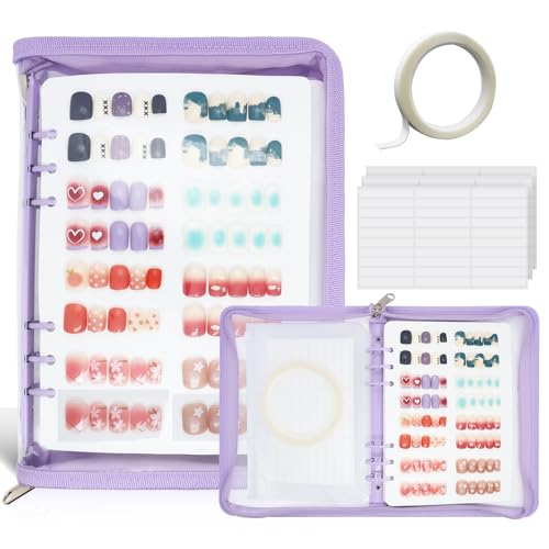 KEIFIN A5 Press On Nail Book Display Storage Organizer Binder, Purple - color: PURPLE