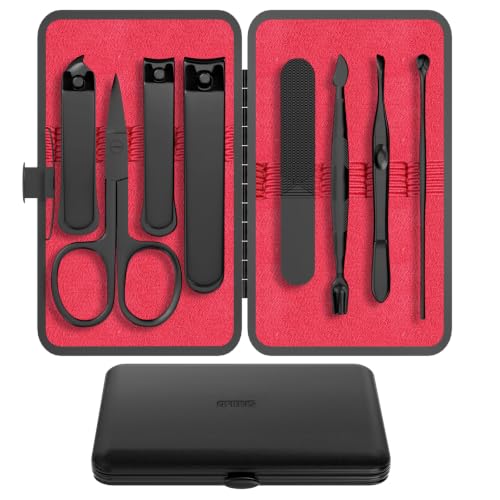 Men Nail Grooming Kit 8 Pcs, Precision Nail Clipper for Men, Red - color: Red