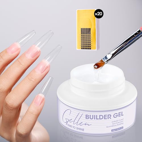 Gellen Clear Builder Gel for Nails, 30g Durable Hard Gel with 20 Pcs Forms - color: Crystal Clear
