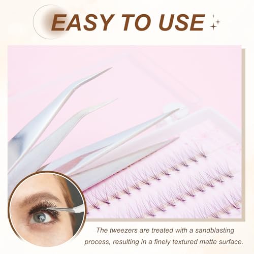 HARFINGTON 9pcs Curved Pointed Craft Tweezers with Protective Cover White - color: White