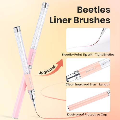 Beetles Gel Polish Nail Art Liner Brushes 5Pcs Painting Art Design Pen Set - color: B-yellow-5