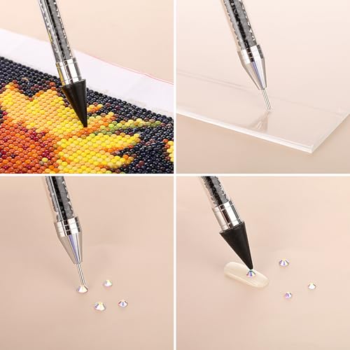 Tatuo Rhinestone Picker Tool Bedazzling Pen Dual Head, Black - color: Black
