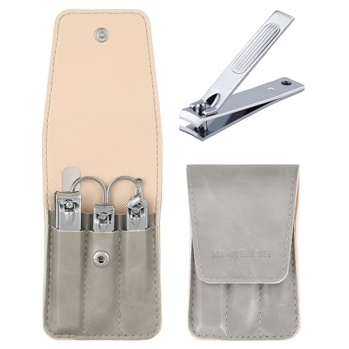 Nail Clipper Set Gifts for Men, 6 Pcs Case Fingernail Clipper Christmas Stocking Stuffers for Adults (Grey) - color: Grey
