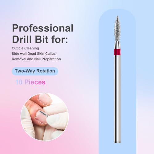 3/32'' 10Pcs Nail Drill Bits Set Diamond for Electric Nail File Kit - color: 10Pcs Flame Diamond Bits Sets