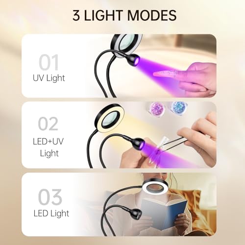 AORAEM UV LED Nail Lamp, Double-Headed Flash Cure Nail Lamp for Gel Nails - color: Soft Black