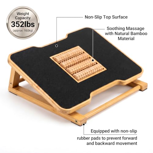 Bamboo Under Desk Foot Rest Foot Stool Rocking Footrest (Nature Triangle) - color: Nature, size: Triangle