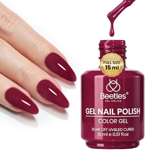 Beetles Midnight Burgundy Gel Nail Polish, 15ML Dark Red Gel Polish - color: C - Red | Midnight Burgundy