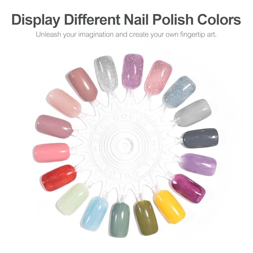 20Pcs False Nail Swatches Wheels for 360 Color Nail Tips Acrylic Nail Art Polish Display Nail Practice Tips Board for Manicure, Home DIY/Nail Art Salon Show, Clear - color: 20Pcs Clear