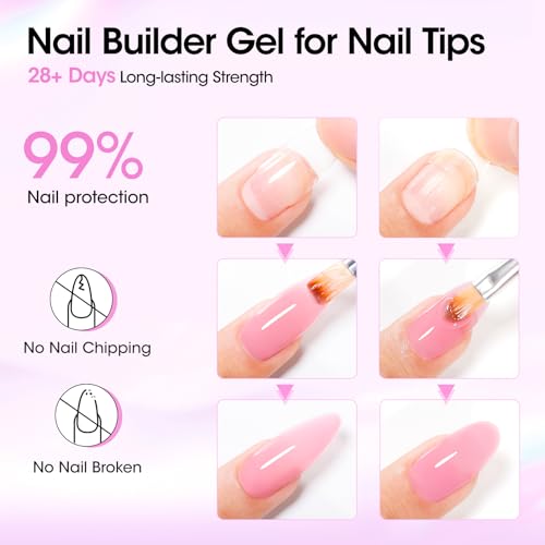 Gellen Pink Nail Builder Gel, 30 g UV/LED Nail Extension Gel UV Soak-off - color: Pink