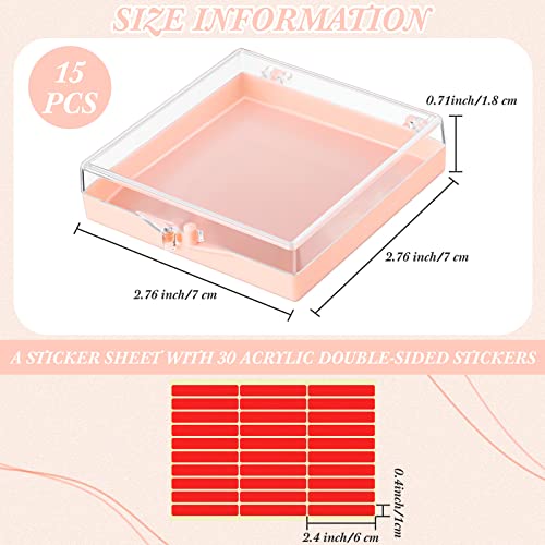 Landhoow 15 Pcs Press on Nail Box, Acrylic Display Case,Pink - color: Pink