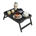 Youpehom Bamboo Bed Tray Table with Folding Legs, Large, Black - color: Black, size: Large