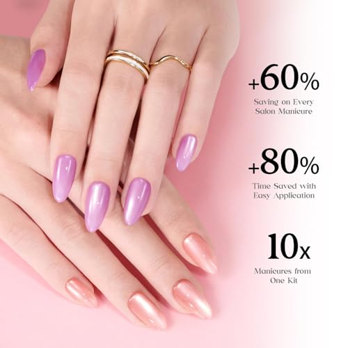 Beetles X Press Cat Eye Nails - 7 Colors Medium Almond Press On Nails - color: 2 - Bubble CatEye - M