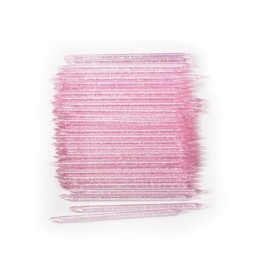 100Pcs Disposable Nail Sticks Double-End Nail Cuticle Pusher Remover Nail Care Stick Cleaning Stick for Fingernail Manicure Pedicure Tool (Pink) - color: Pink