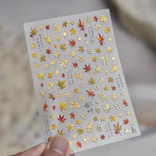 Maple Leaf Nail Stickers Decals Fall Nail Art Stickers Gold Nail Decals - color: Color11