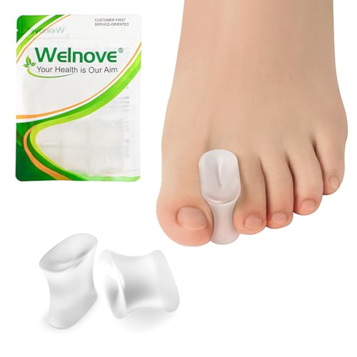 Welnove Upgraded Gel Toe Separators – 8-Pack Aloe Vera Extract Infused Silicone Toe Spacers for Straightening Overlapping Toes, Calluses – Bunion Corrector for Men and Women (Large, Clear) - size: Large
